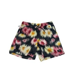 RSQ Mesh Shorts Floral Tie Dye Print Elastic Waist Drawstring Size S